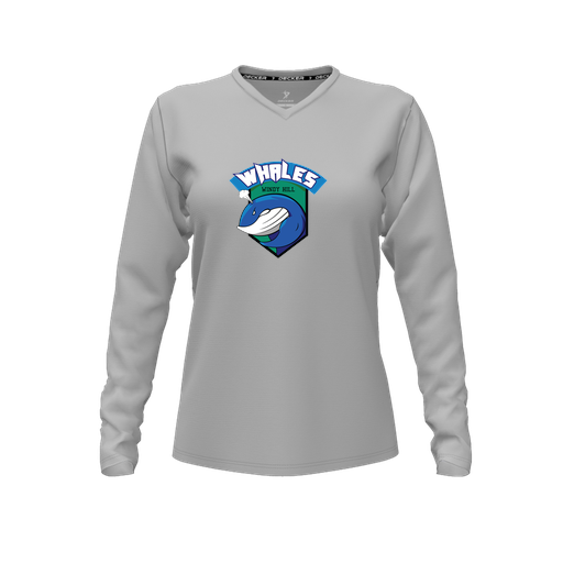 [FTLVCFGY-FYXS-LOGO1] Comfort T-Shirt (Female Youth XS, Gray, V Neck, Logo 1, Long Sleeve)