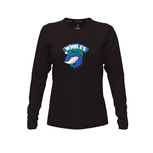 [CUS-DFW-TEES-PER-VNK-LSL-BLK-FYXS-LOGO1] Performance T-Shirt (Female Youth XS, Black, V Neck, Logo 1, Long Sleeve)